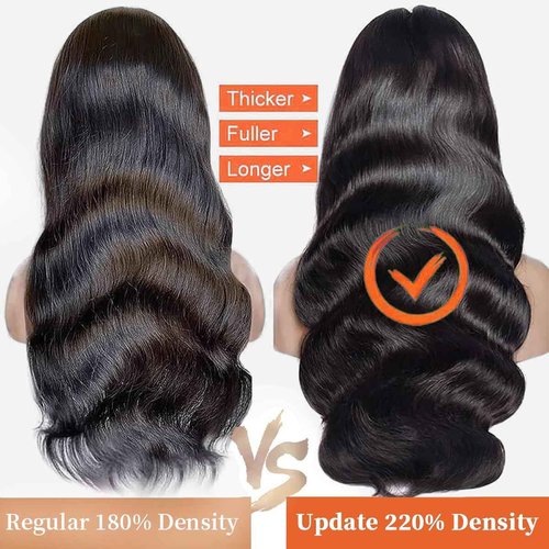 Hoisali Body Wave HD Lace Front Wigs Human Hair Pre Plucked 220% Density 13x6 Lace Front Wigs Human Hair Glueless Frontal Wigs Human Hair Pre Plucked Bleached Knots with Baby Natural Color 26 Inch