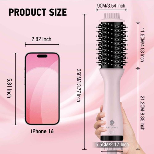 Hair Dryer Brush Blow Dryer Brush in One, MiroPure 4 in 1 Hair Dryer and Styler Volumizer with 4 Speed Temp Settings, Hot Air Brush with Oval Barrel for All Hair Style and Fast Drying, Pink