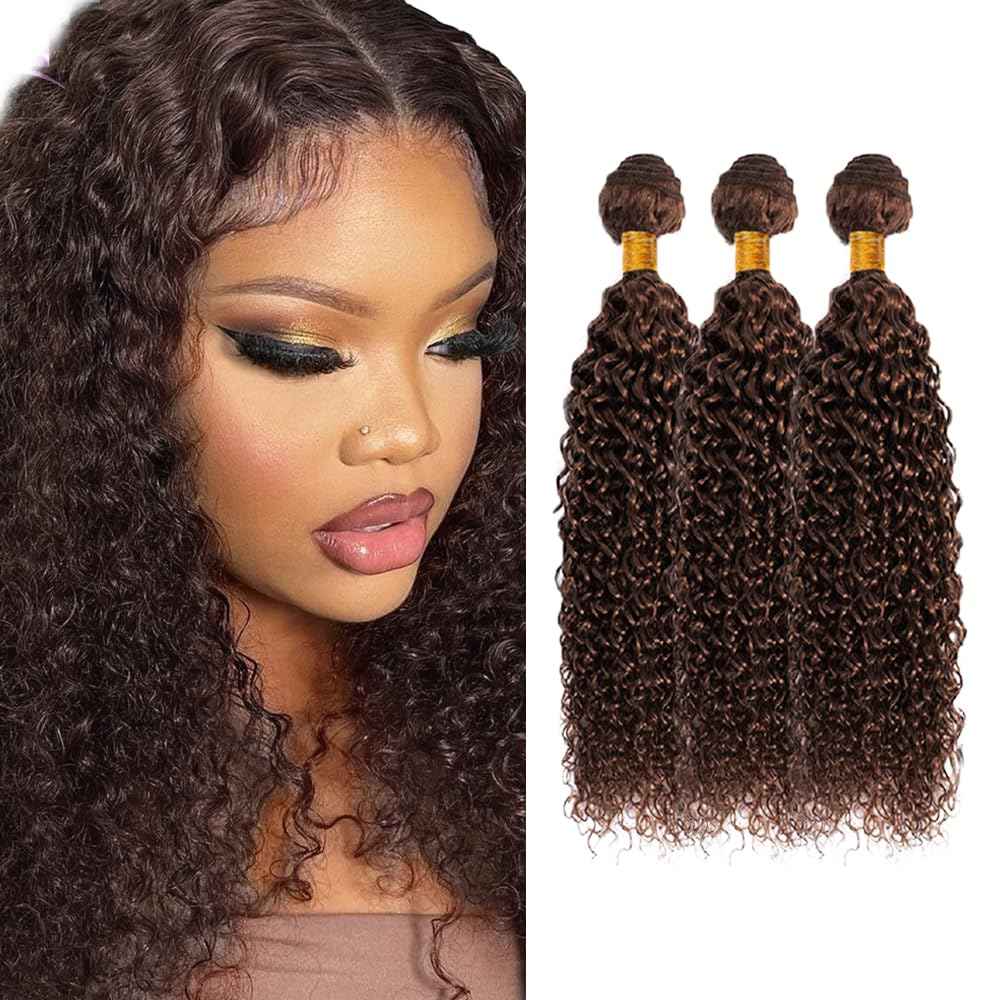 28 30 32 inch Brown Bundle #4 Kinky Curly Human Hair Bundles Chocolate Brown Hair Weave 3 Bundles inch Double Weft 300g