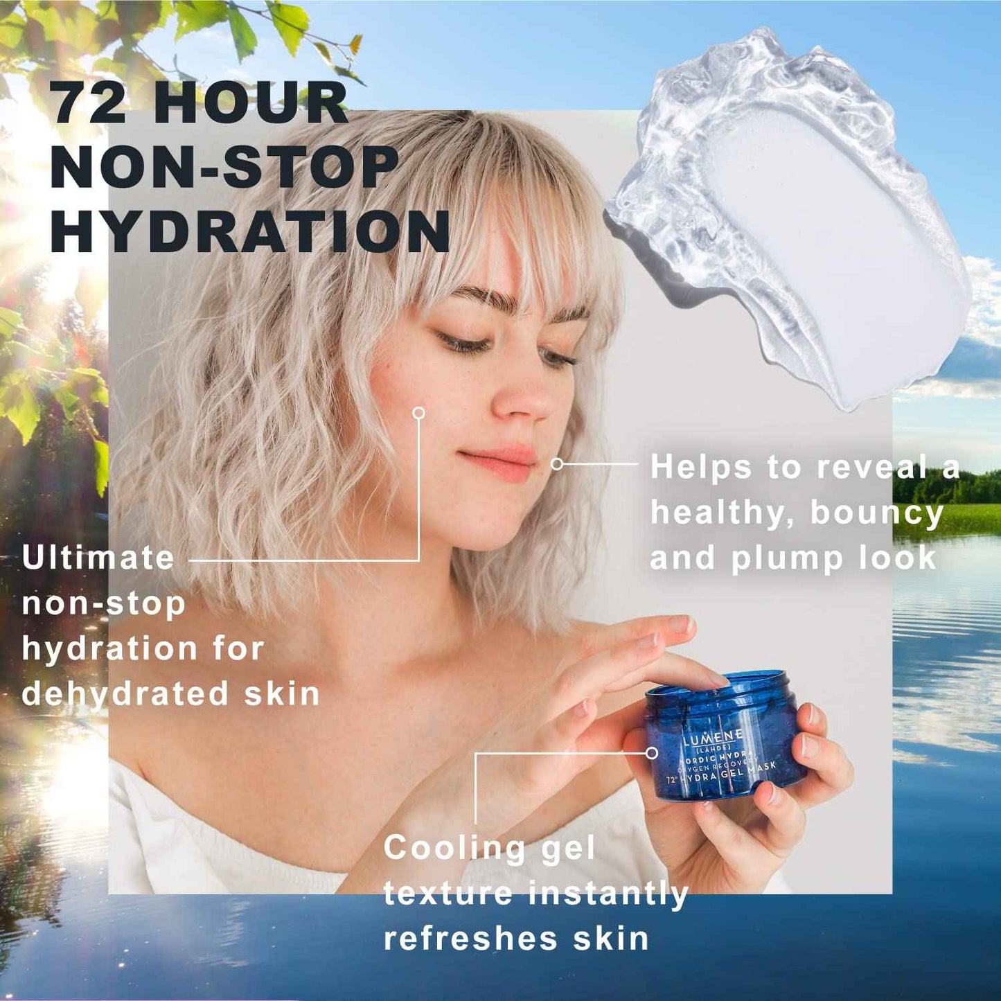 Lumene [Lähde] Nordic Hydra Oxygen Recovery 72HR Hydra Gel Mask - Cooling + Hydrating Face Mask - Recharges Dry, Dehydrated Skin with Organic Nordic Birch Sap + Pure Arctic Spring Water (150ml)