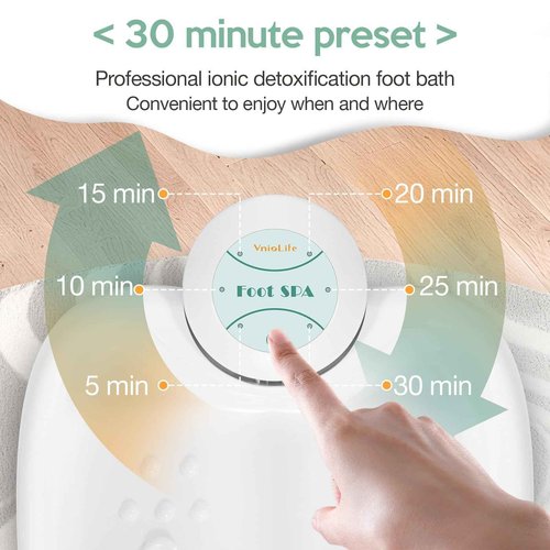 VnioLife Ionic Foot Bath Detox Machine with Bag, Portable Foot Detox Machine, Ionic Foot Spa Ion Cleanse for Home Beauty Salon Spa with Arrays, 100 Liners