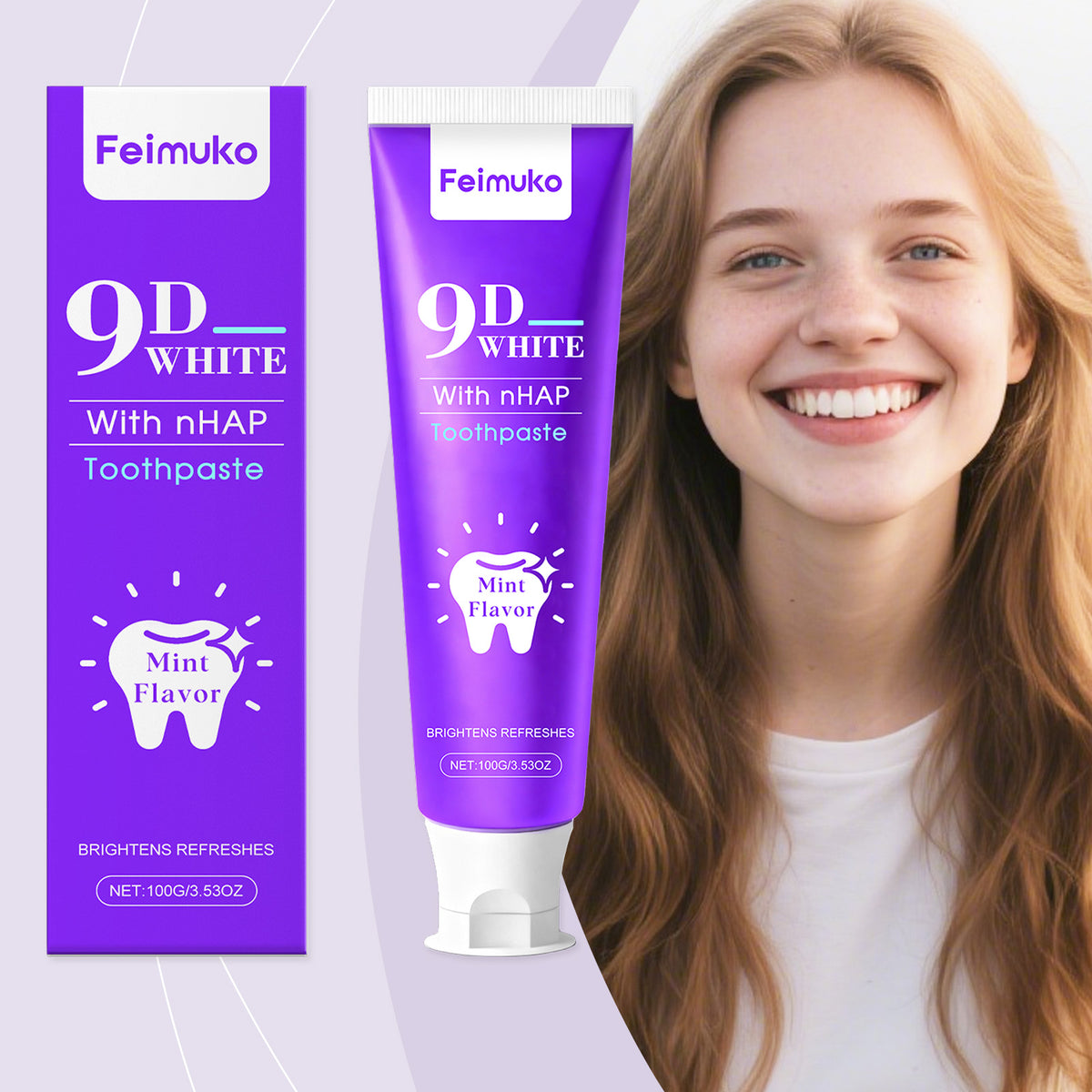 Purple Whitening Toothpaste 100g - Stain Removal & Fresh Breath
