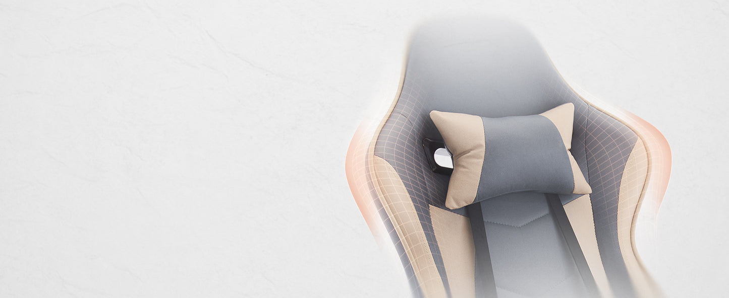 Ergonomic Gaming Chair with Footrest & Massage Support - Blue Beige