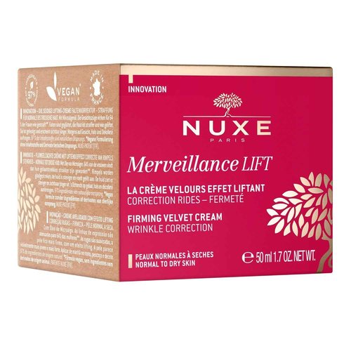 Nuxe Merveillance Lift Velvet Cream Smoothing and Firming Vegan Moisturizer With Micro-Algae Oil for Wrinkle Correction, 1.7 Fl Oz