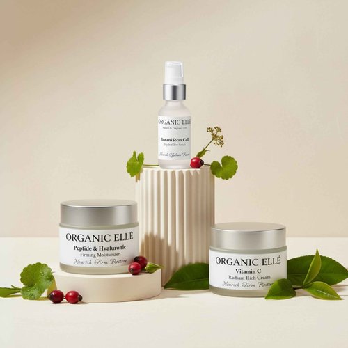 Organic Elle Vitamin C Radiant Rich Cream, Antioxidant Face Moisturizer with Aloe Vera and Botanical Oils