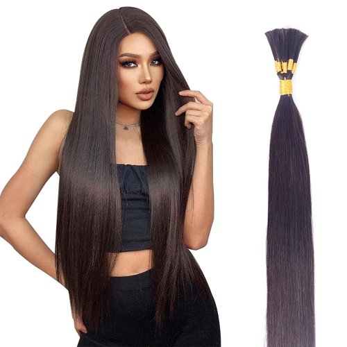 V Light Hair Extension Kit Hair Bulk, 18" 20" 22", 100 grams, Double Drawn,10 Bundles,100% Human V-light Bulk Hair Extensions #1B Black #613 blonde. (#1b 100g, 20inch)