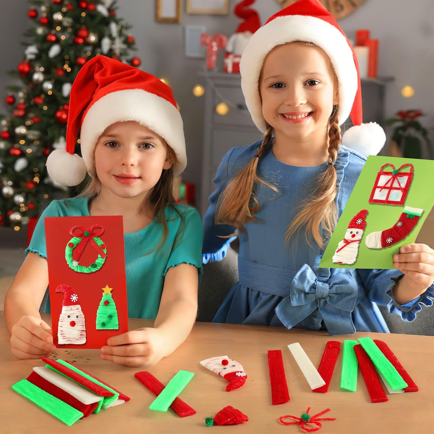 Christmas Wax Craft Sticks - 1000 Pcs Red Green White for Kids