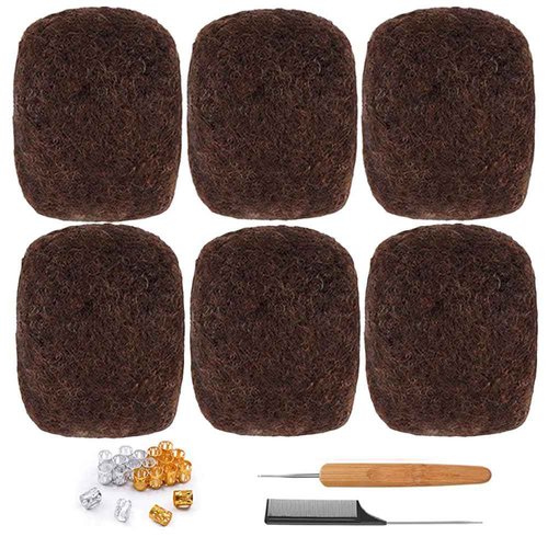 Afro Kinky Bulk Human Hair For Dreadlock Extensions Repair Locs,Twist Braiding, 100% Human Braiding Hair ，30Grams each bundles Total (8Inch #4 6Packs)