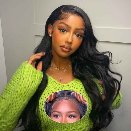 ONECHULY Glueless Wigs Human Hair Pre Cut Lace 8x5 HD Lace Front Wig for Beginners 180% Density Body Wave no Glueless Lace Wigs Human Hair 30 Seconds to Wear for Beginner friendly 26inch