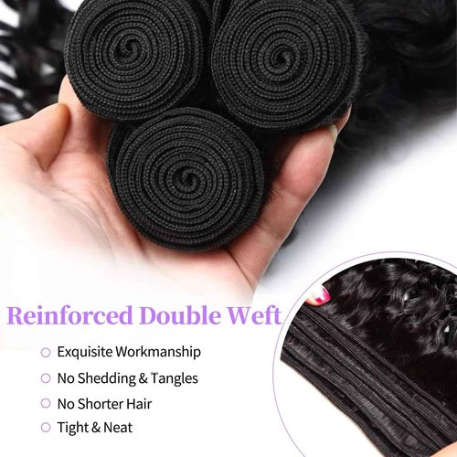 Curly Bundles Human Hair Kinky Curly Human Hair Bundles 100% Unprocessed Brazilian Virgin Hair Quick Weave Wet and Wavy Bundles Extensions for Women Natural Black 16 18 20 Inch
