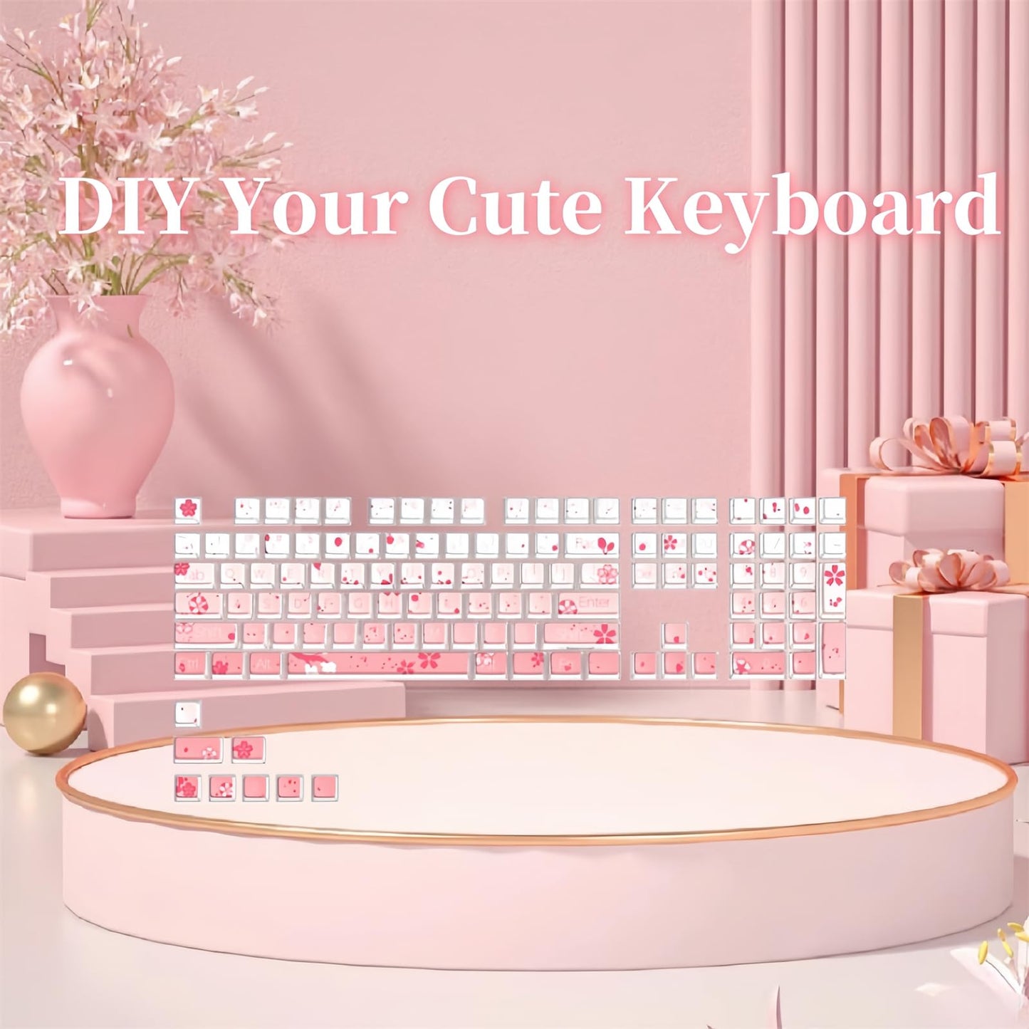 ZMX Pudding Keycaps Set,Double Shot PBT Dye-Sub Custom Keycaps ASA Profile 116 Keys Cute Themed Transparent Backlit Keycaps for ANSI 100% 60% TKL Cherry MX Switch Mechanical Gaming Keyboard (01)