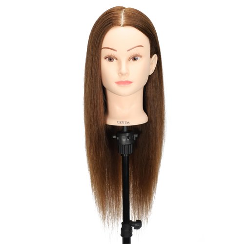 Headdoll 100% Human Hair Mannequin Head Hair Styling Training Head Cosmetology Manikin Head Doll Head for Hairdresser with Free Stand