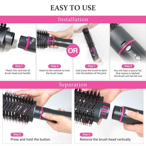 Hair Dryer Brush, 4 in 1 One Step Professional Hot Air Brush for Curling Drying Straightening Combing, [Ceramic Coating][Negative Ion] Volumizing Blow Dryer Brush