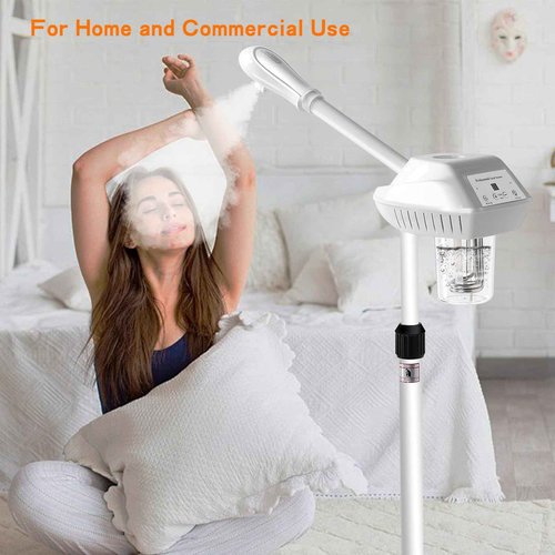 Professional Facial Steamer, Stand Ozone Face Steamer on Wheels, Adjustable Height and Angle,Estheticians Steamer More Steam,Hot Mist Facial Humidifier Atomizer for Spa Beauty, Home Use