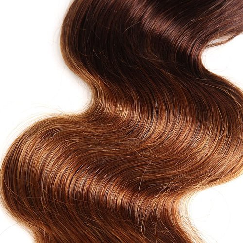 2 Tone Ombre Body Wave Hair 3 Bundles with 4x4 Free Part Lace Closure 100% Unprocessed Brazilian Remy Virgin Hair Body Wave Human Hair Bundles with Closure (14 16 18+12" 4x4 Closure)