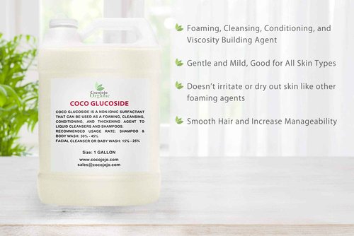 Cocojojo Coco Glucoside Natural Surfactant - Surfactants for Soap Making DIY Shower Gel, Skin Care, Body and Face Wash, Plant Derived, Natural - 1 Gallon (Pack of 1)