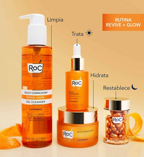 RoC Multi Correxion Revive + Glow 20% Pure Vitamin C Night Serum Capsules for Brightening, Dark Spots, and Texture, 30 count