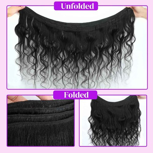 12A Body Wave Bundles Human Hair 16 18 20 Inch Human Hair Bundles 100% Unprocessed Brazilian Virgin Hair 3 Bundles Human Hair Extensions for Women Quick Weave Hair Natural Black