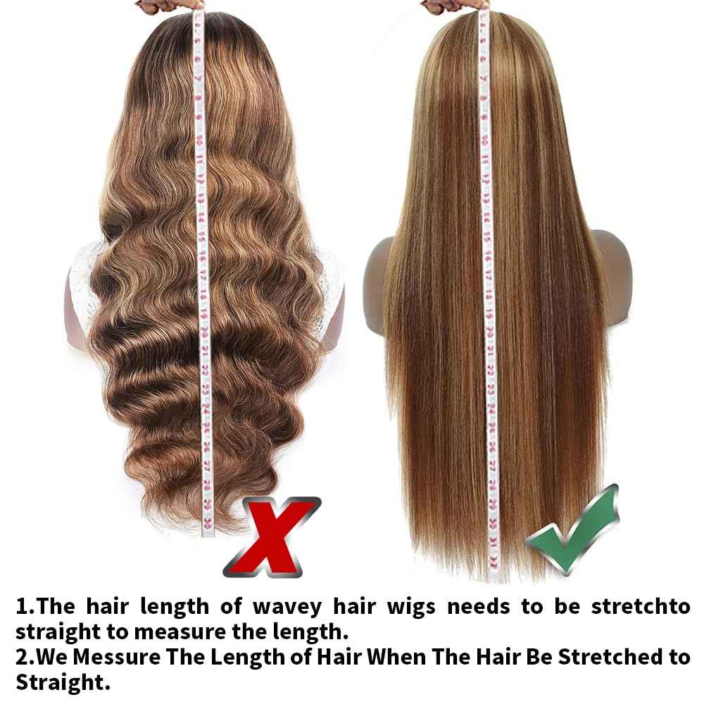 Kucmir 30 Inch Highlight Lace Front Wig - Human Hair Pre Plucked Ombre Lace Front Wig with Baby Hairline