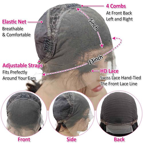 Subella HD Lace Front Wigs Human Hair Pre Plucked 220% Density 13x5 Straight HD Lace Frontal Wig with Baby Hair 12A Transparent Lace Wigs for Black Women (20inch)