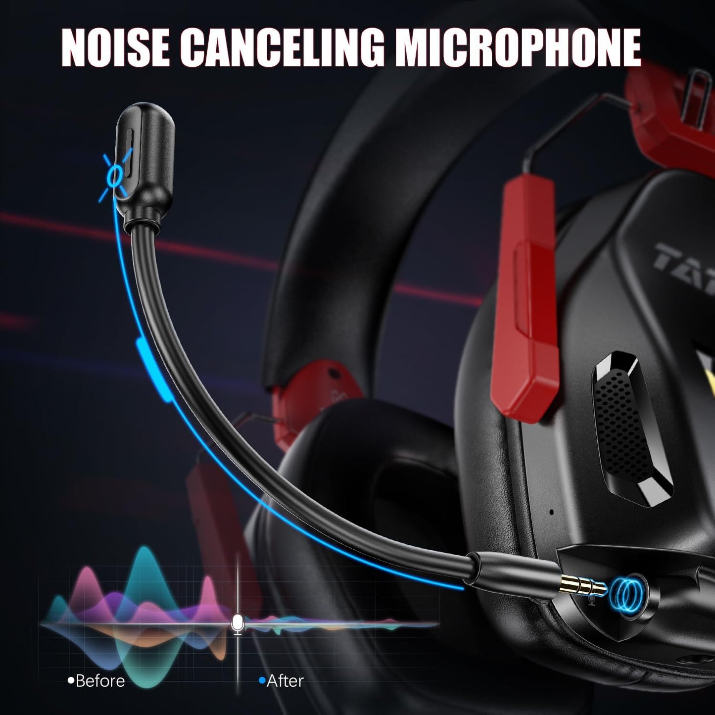 2.4GHz Wireless Gaming Headset for PC, PS4, PS5, Switch,7.1 Stereo Sound Bluetooth 5.3 Gaming Headset with Detachable Noise Cancelling Microphone for Laptop, Mobile