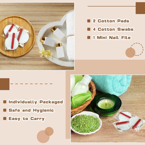 Tondiamo 400 Set Hotel Vanity Set Individual Vanity Kit Hotel Hospitality Set Disposable Travel Amenities Kit Bulk Include Cosmetic Cotton Pads, Cotton Swabs, Nail File for Shelter Homeless