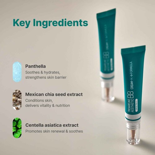 TROIAREUKE Aesthetic BB Cream H+ Formula SPF40+ PA++, Lightweight Blemish Balm, Tinted Moisturizer with Medium Coverage, Lasting Foundation Makeup Base for Dry Skin | Korean Beauty Makeup