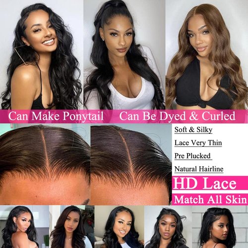 DACHIC 200% Density 4x4 Straight Wig, 100% Human Hair, [2-year life], 24 Inch HD Lace Closure Wigs Human Hair Pre Plucked for Women with Baby Hair, Free Part