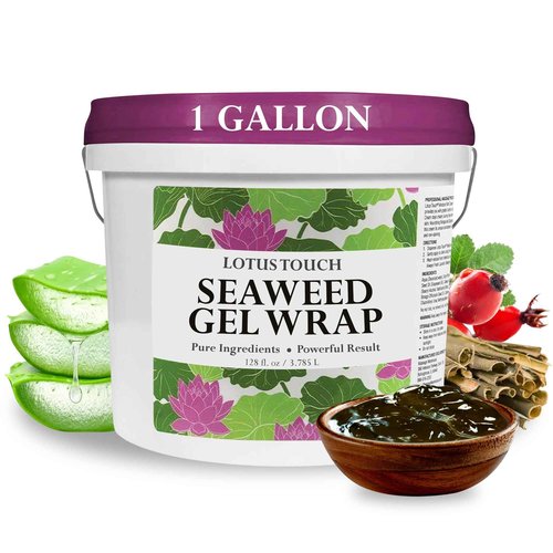 Lotus Touch Seaweed Gel Showerless Body Wrap Sea Kelp & Klamath Blue-Green Algae to Hydrate & Detoxify - Aloe Vera Oil, Vitamin E & Lavender - Excellent Results With or Without a Wrap - 1 Gallon