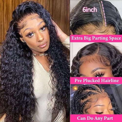 GAIWAC 22 Inch Deep Wave Wigs Human Hair 200% Density 13x6 HD Transparent Lace Front Wigs Human Hair Pre Plucked Deep Curly Glueless Lace Frontal Wigs Human Hair For Women
