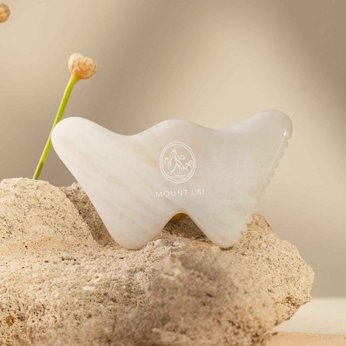 Mount Lai Vitality Qi White Jade Gua Sha Facial Tool – The Imperial Stone of Purity – Patented 5-Sided Professional Sculpting Tool for Lymphatic Drainage, Precision Contouring & Imperial Radiance
