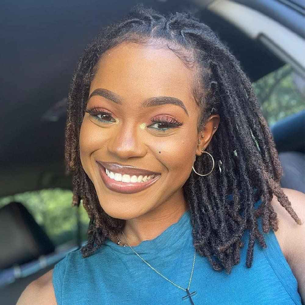 Loc Extension Human Hair 0.4cm Thickness 8 Inch 40 Strands Natural Black Full Handmade Permanent Locs Can Be Dyed and Bleached for Women Men Kids Dreadlock Extensions Real Human Hair