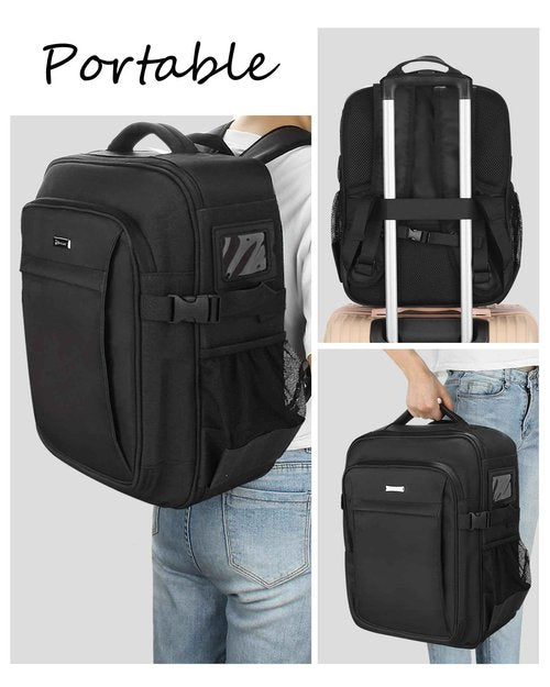 Relavel Makeup Backpack, Professional Travel Train Case Makeup Artist Kit Set Bag for Women Extra Large Cosmetic Organizer, Brush Storage Holder, with Adjustable High Dividers, Black