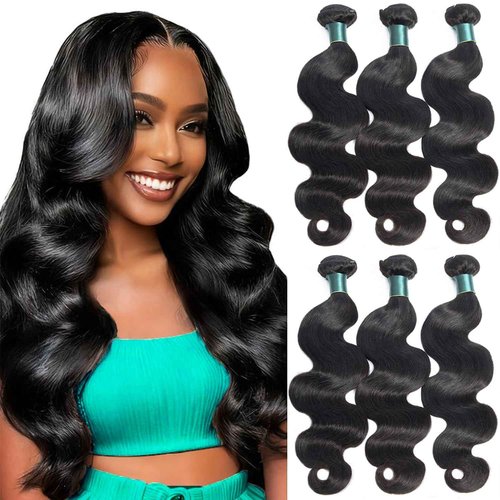 Superfect Human Hair Bundles 16 18 20 Inch Body Wave Bundles Human Hair 12A 100% Unprocessed Brazilian Virgin Hair Weave 3 Bundles Natural Black Color (16 18 20, Body Wave 3 Bundles)