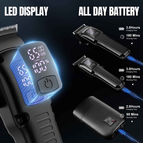 Zesuti Professional Barber Hair Clippers Trimmer Shaver Set for Men,Cordless Hair Cutting Kit & Zero Gap T-Blade Trimmer & 8500 RPM Electric Shaver Combo with EVA Case,Mens Gift