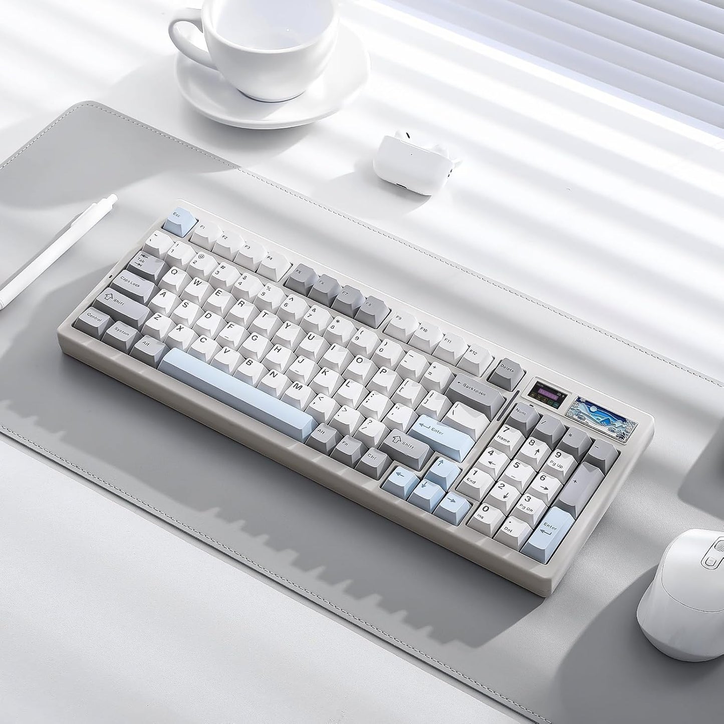 YUNZII IF99 Wireless Mechanical Gaming Keyboard with Smart LCD Display, QMK/VIA Programmable BT/2.4G/USB-C Gasket Mounted Hot Swap RGB 96% Layout for Mac/Win (Black, Cocoa Cream V2 Switch)