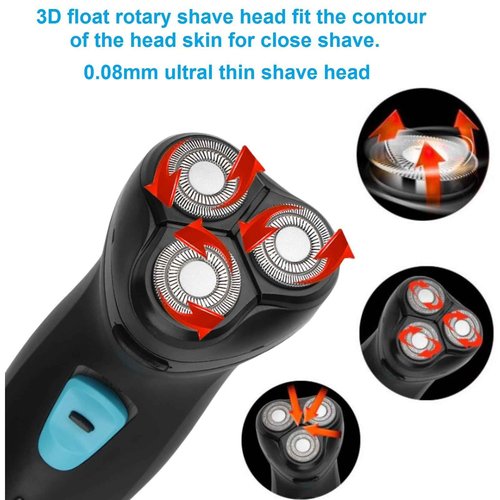 VSTSERIES Corded Electric Shaver for Men.Professional Head Shaver for Bald Man.3D Float Razor for Close Shave Machine.Face Stubble Bold Heavy Beard Trimmer.12w Powerful Motor.Plug in Power Supply