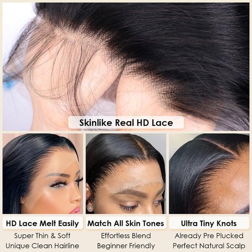 Flady 12 inch Straight Bob Wig Human Hair 13x4 HD Frontal Lace Wig Short Bob Wigs for Women Glueless Bob Lace Front Wigs Human Hair Pre Plucked 150% Density Natural Black Color