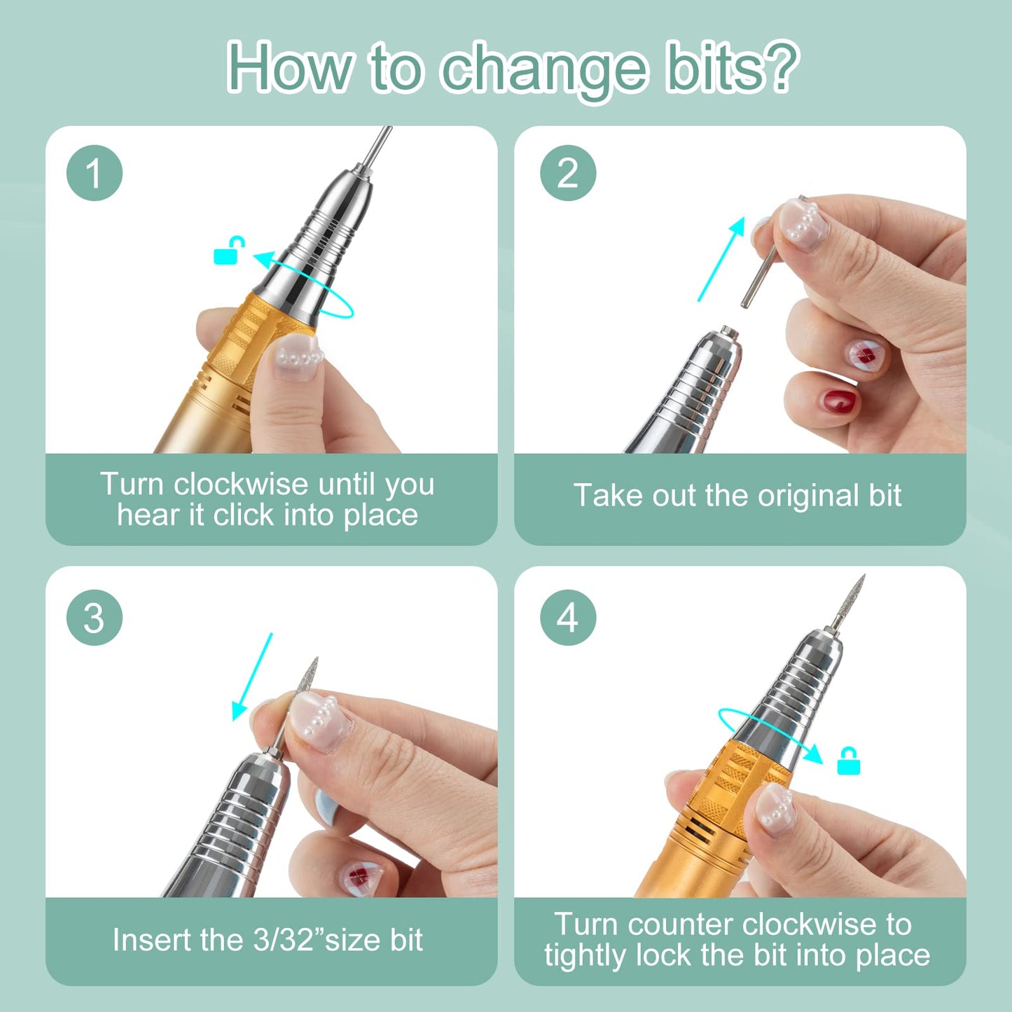 Madenia Rechargeable Nail Drill for Acrylic Nails, Professional 35000rpm Portable Nail Drill Cordless Manicure Drill Machine Nail Art Electric Nail File