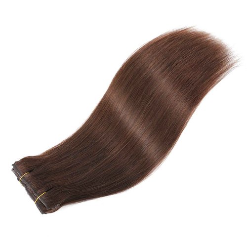 QueenYoung Clip in Hair Extensions Real Human Hair 9pcs 130g Dark Brown Hair Extensions Straight Natural Soft Human Hair Extensions Thick Remy Straight Clip in Hair Extensions 18inch Dark Brown