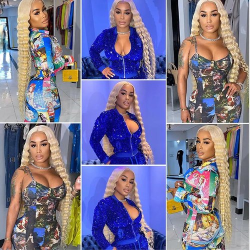 #613 Blonde Bundles Deep Wave Bundles Human Hair 30 32 34 Inch Unprocessed Brazilian Virgin Weave Hairs Honey Blonde 3 Bundle 50 Gram Per Bundle Human Hair Extensions