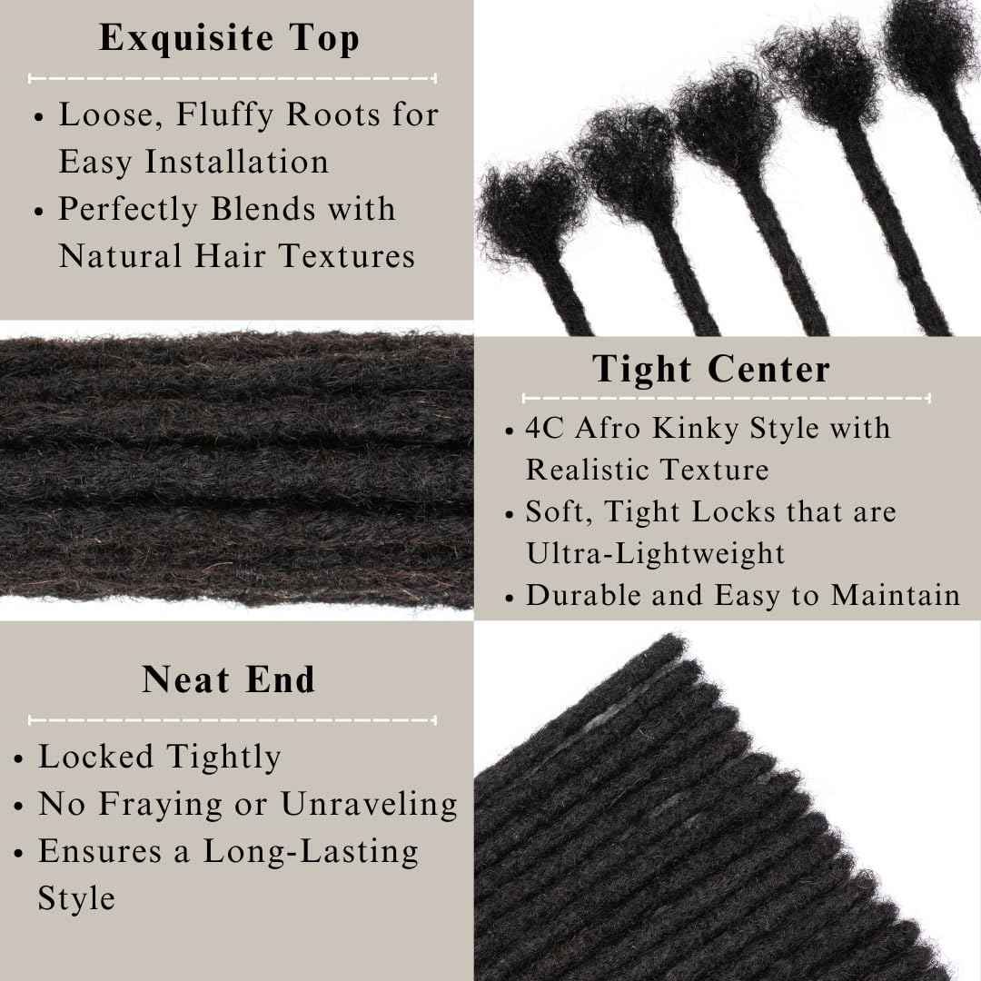 LinkMai 0.2-0.8cm Locs 8-18 I nch 20 Strands 100% Real Human Hair Dreadlock Extensions for Man/Women Permanent Loc Extensions Bundles Can Be Dyed Bleached Curled & Twisted (0.8CM, 1B, 18 INCH)