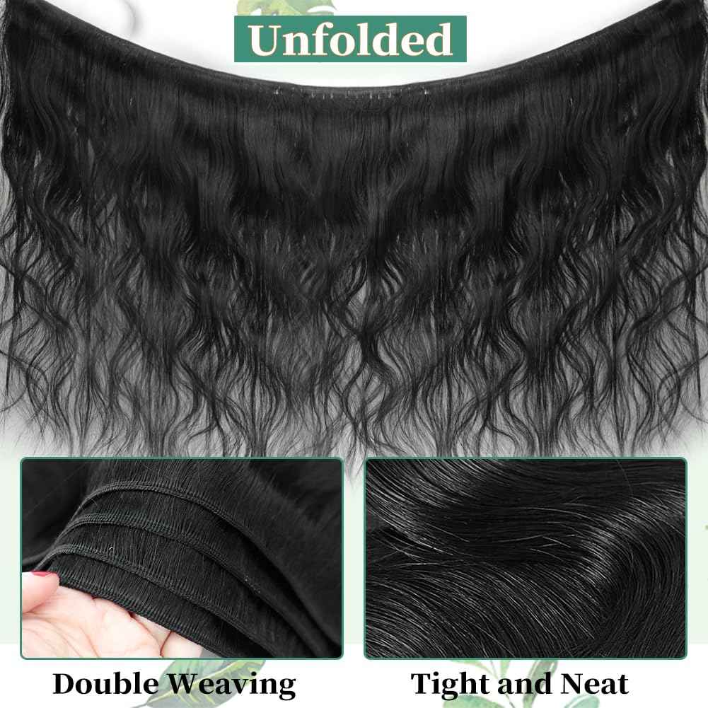 14A Human Hair Bundles Body Wave One Bundle 100% Unprocessed Brazilian Virgin Hair Bundles Double Weft Weave Body Wave Human Hair Natural Black Color (one bundle, 24)