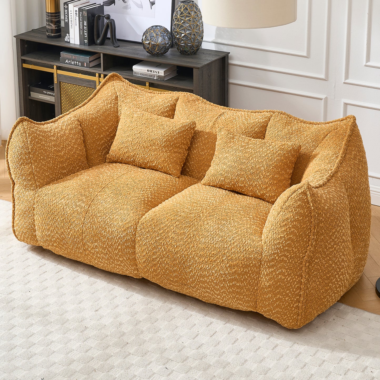 Yellow Beanbag Chair with Foam Core for Comfort & Relaxation