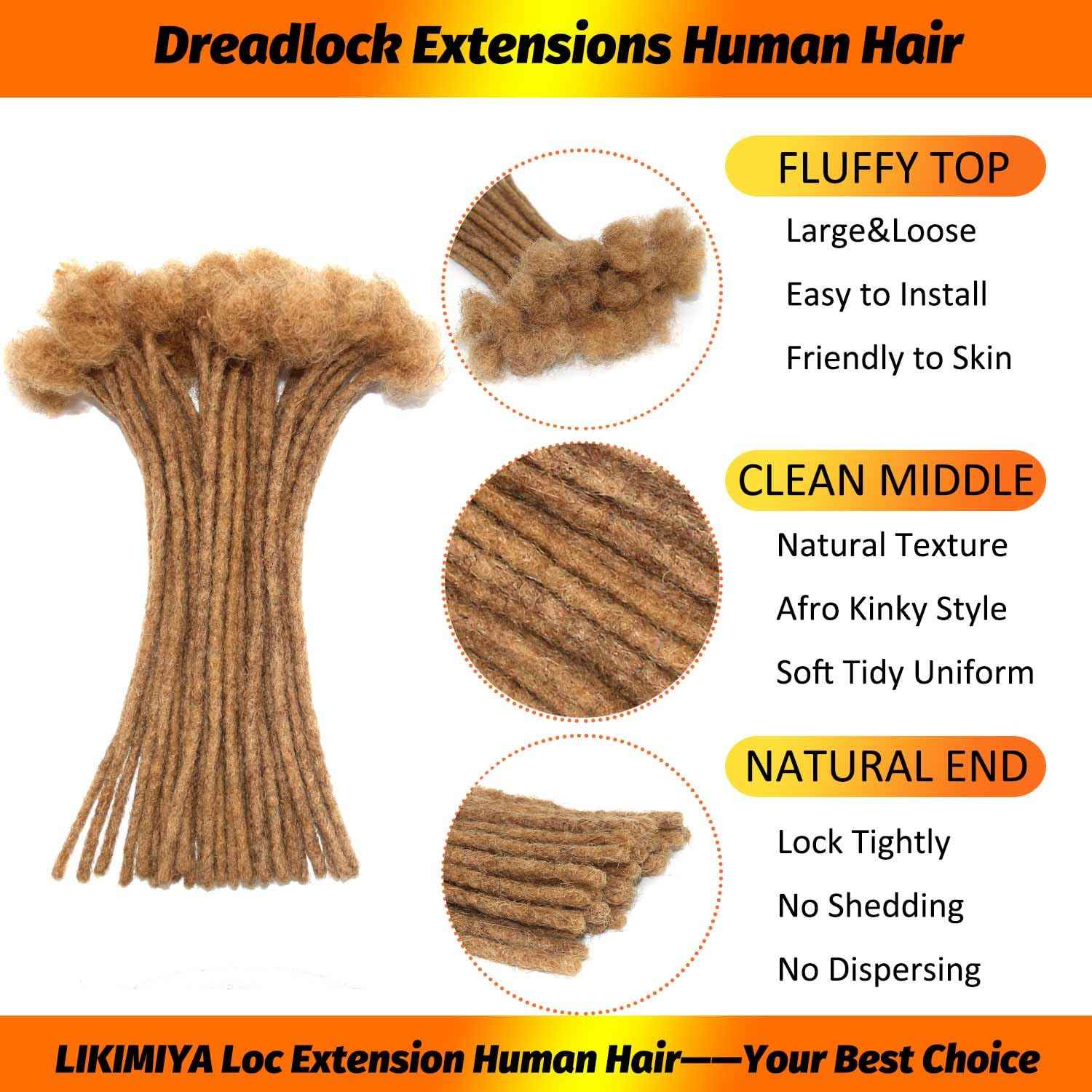 #27 Honey Blonde Loc Extensions Human Hair Dreads Extensions Dreadlock Extensions Human Hair Locs Extensions for Men Women Kids 0.4 cm 10 Inch 30 Strands Real Human Hair Locs Handmade Permanent Locs