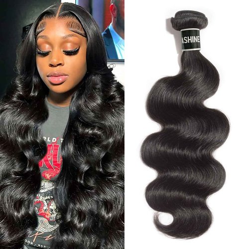 ASHINE Human Hair Bundle Body Wave Straight, Unprocessed Cambodian Raw Hair Bundles for Women Natural Black 20 Inch, Keep Soft and Silky After Multiple Washes