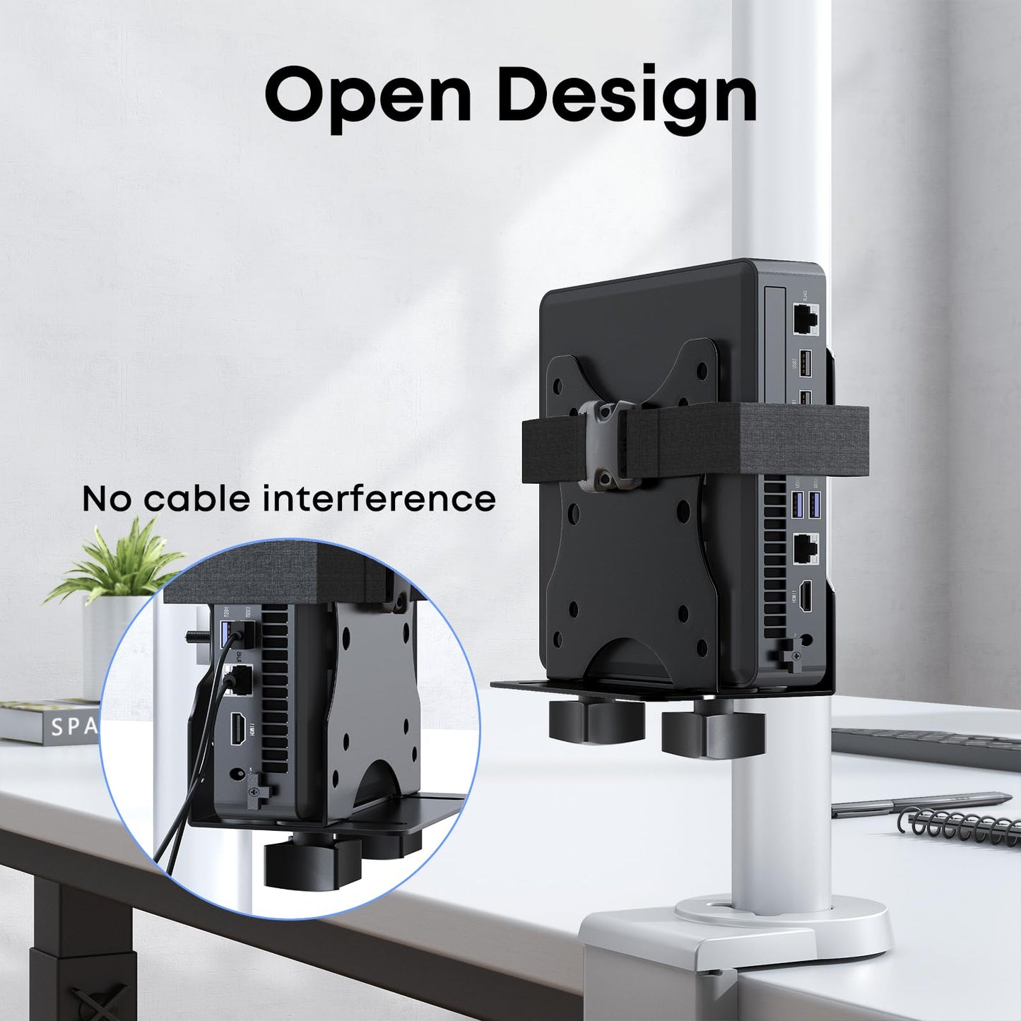 Adjustable Thin Client Mount Bracket - Mount Mini PC to Monitor Arm, Stand Pole, or Under Desk,Supports 0.67" - 2.8" Wide CPU,Black
