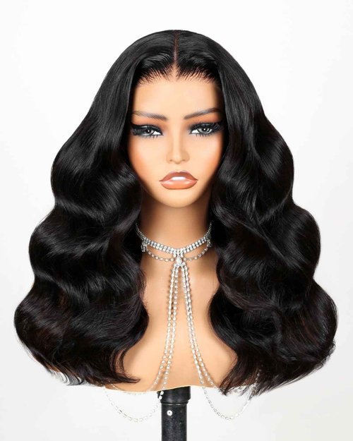 Megalook hair Glueless Wigs Human Hair Pre Plucked Pre Cut 6x6 HD Lace Closure Body Wave Lace Front Wigs Human Hair Pre Bleached Ready to Go Glueless Body Wave Wig 20Inch