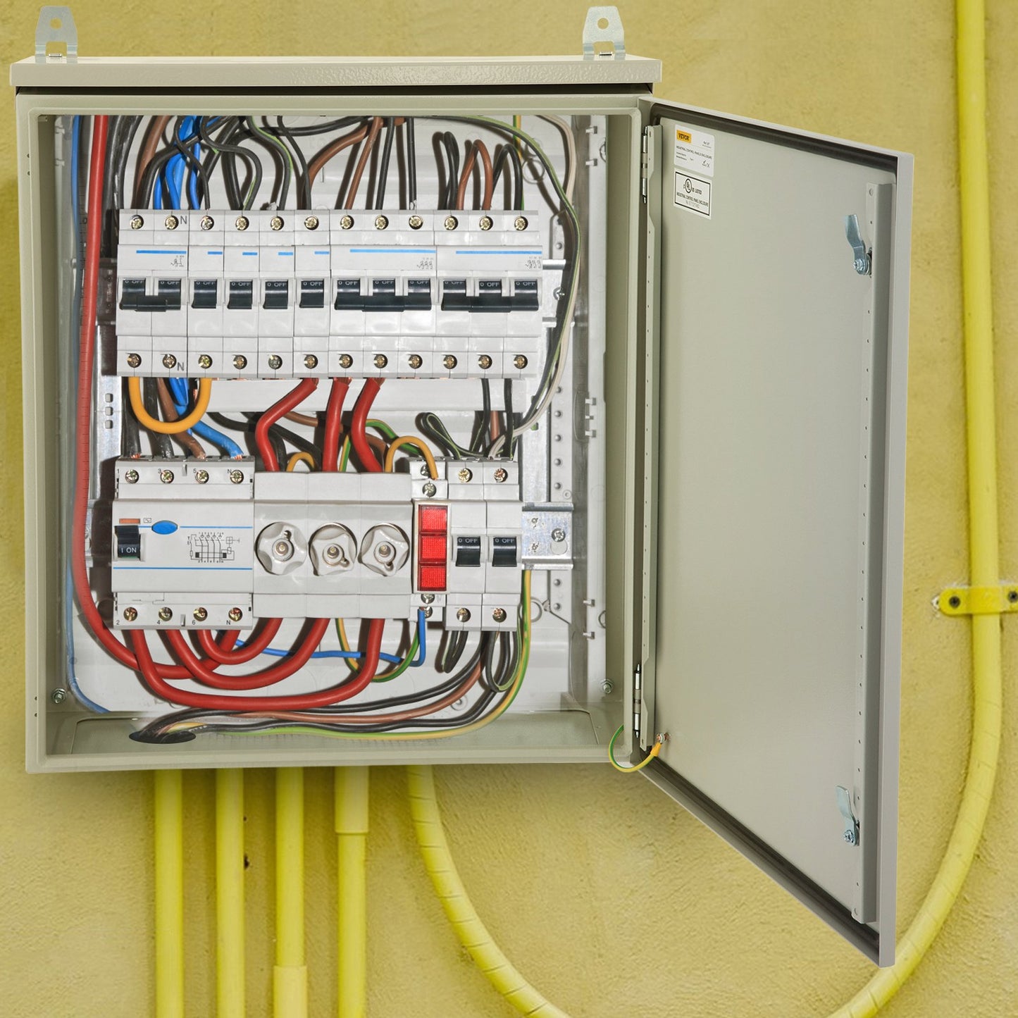 24x24x12 Inch Waterproof Metal Electrical Enclosure with Rain Hood - NEMA 4/IP65