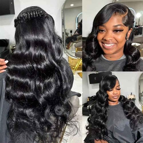 Abhayy 30 Inch Body Wave Lace Front Wigs Human Hair 13x4 HD Transparent Lace Frontal Wigs Human Hair for Women 250% Density Glueless Wigs Pre Plucked with Baby Hair